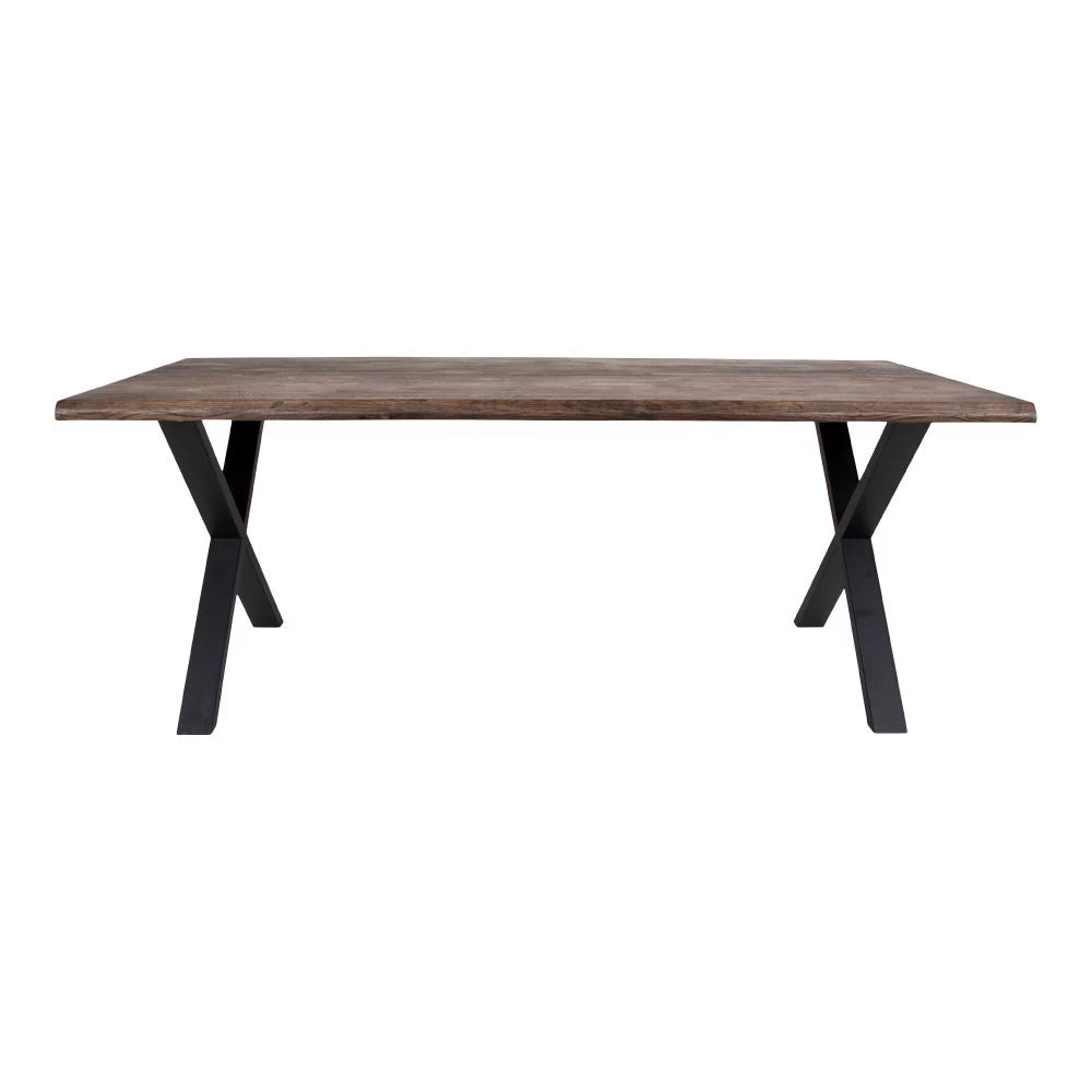 Masa din Metal Negru si Lemn de stejar Maro inchis L200xH75cm Toulon