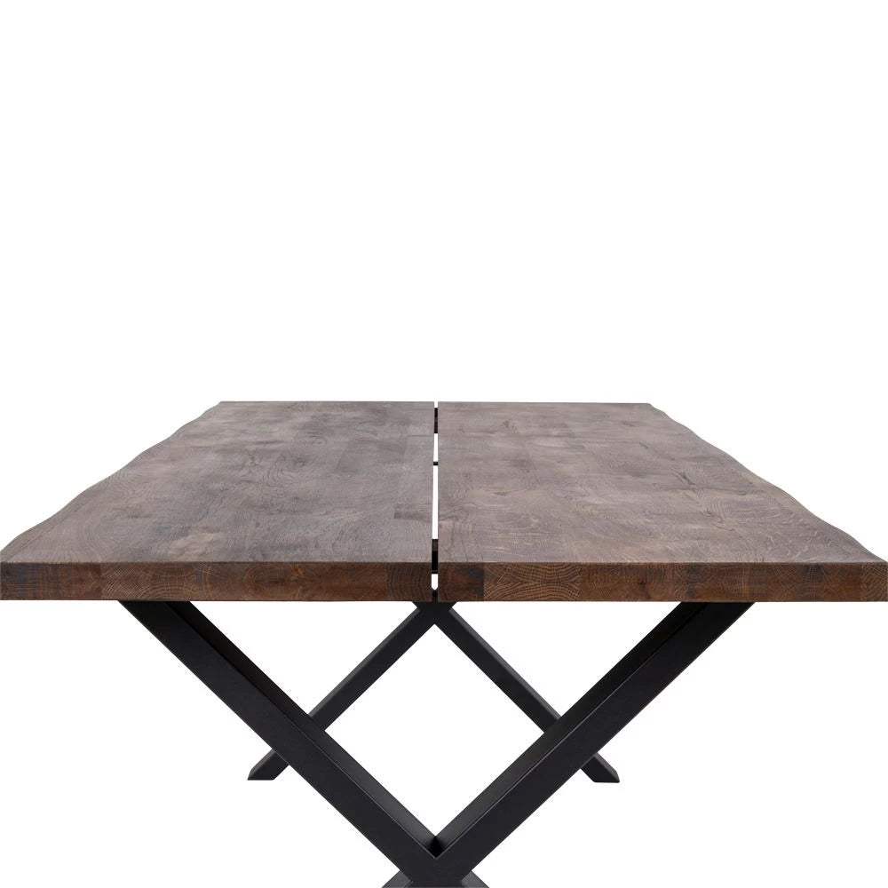 Masa din Metal Negru si Lemn de stejar Maro inchis L200xH75cm Toulon