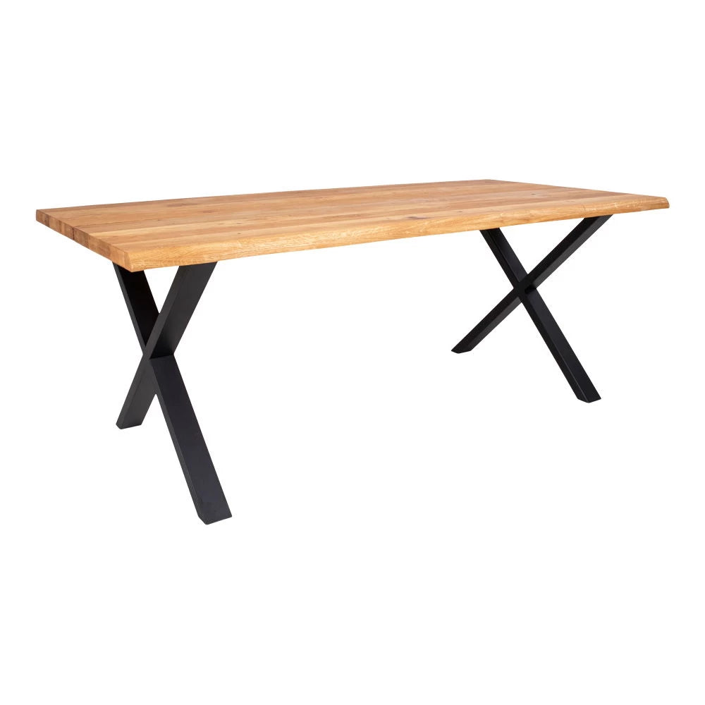Masa din Metal Negru si Lemn de stejar Maro L200xH75cm Toulon