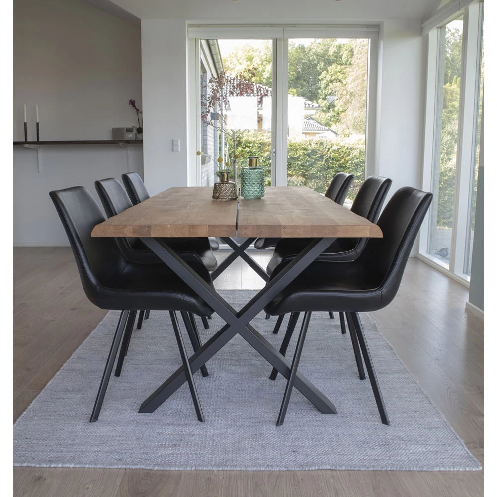 Masa din Metal Negru si Lemn de stejar Maro L200xH75cm Toulon