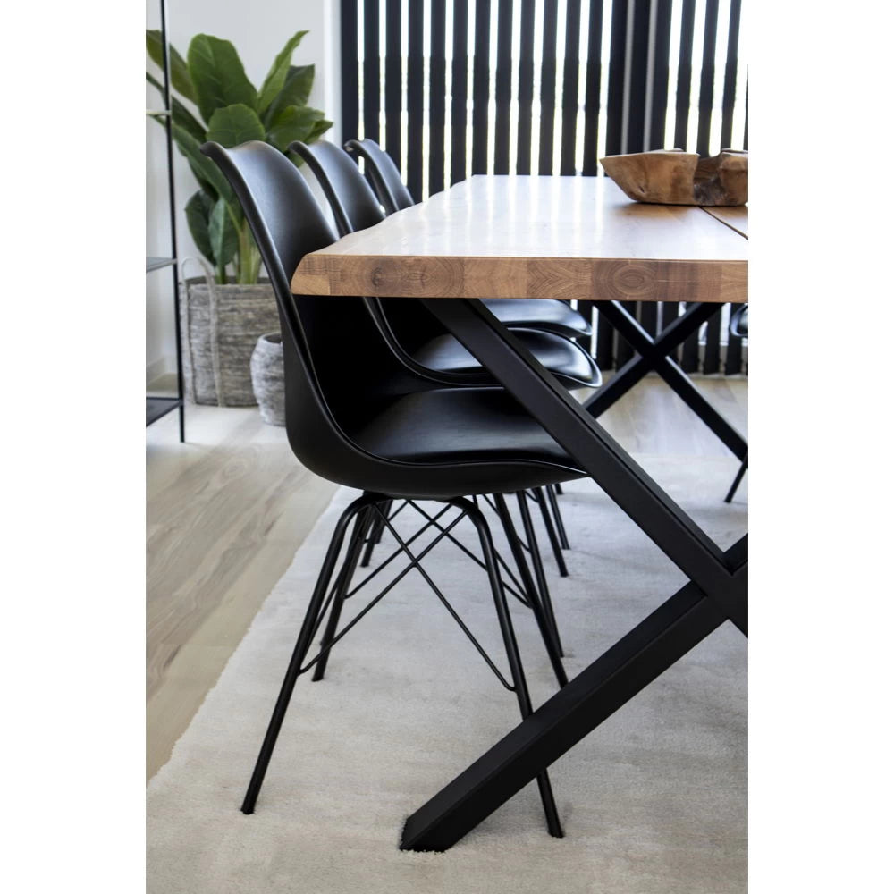 Masa din Metal Negru si Lemn de stejar Maro L200xH75cm Toulon