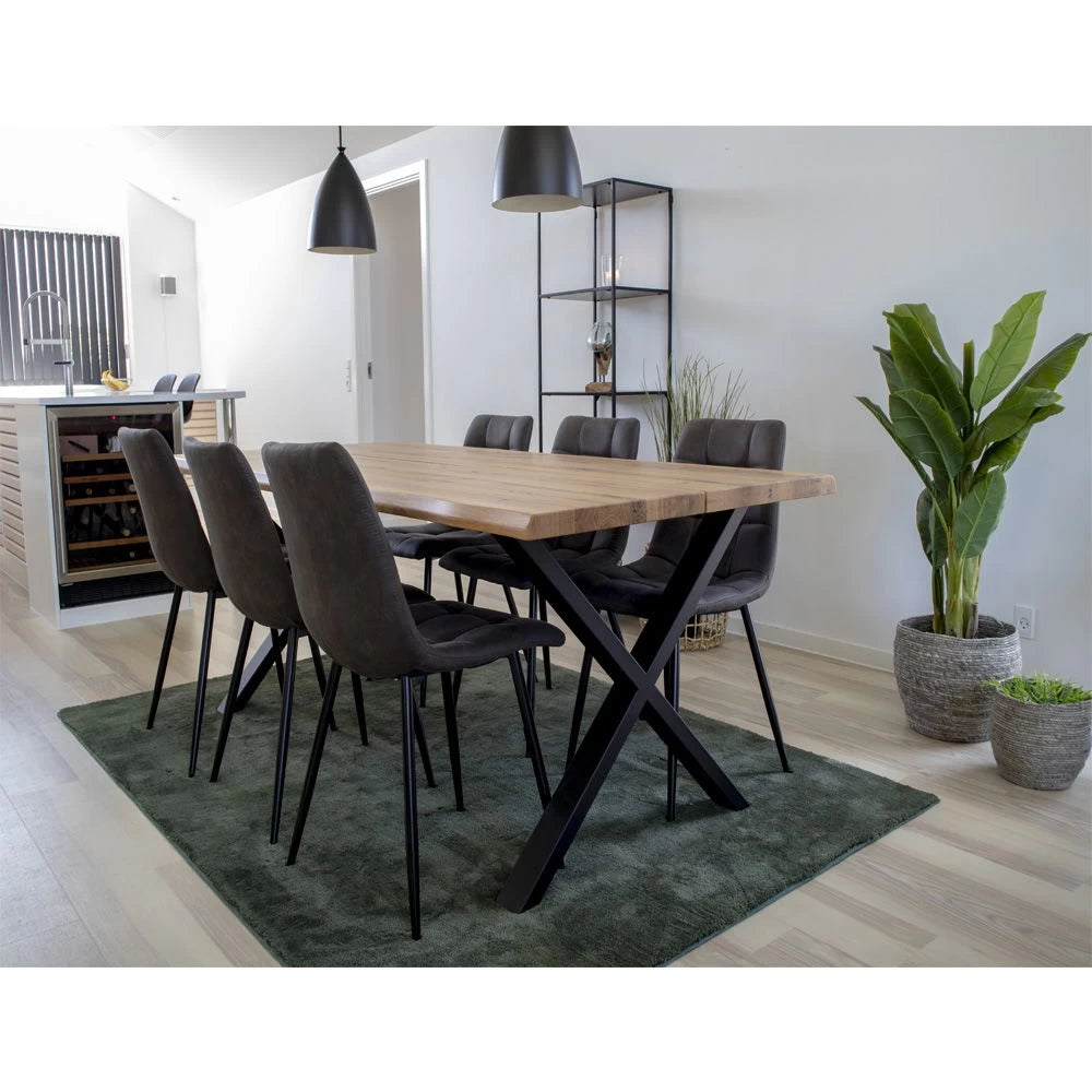Masa din Metal Negru si Lemn de stejar Maro L200xH75cm Toulon