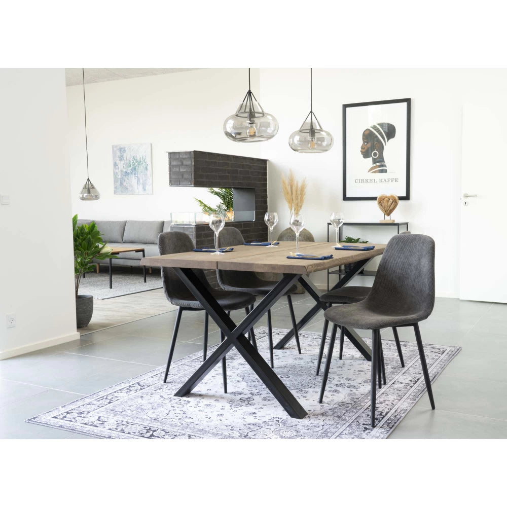 Masa din Metal Negru si Lemn de stejar Maro inchis L140xH75cm Toulon