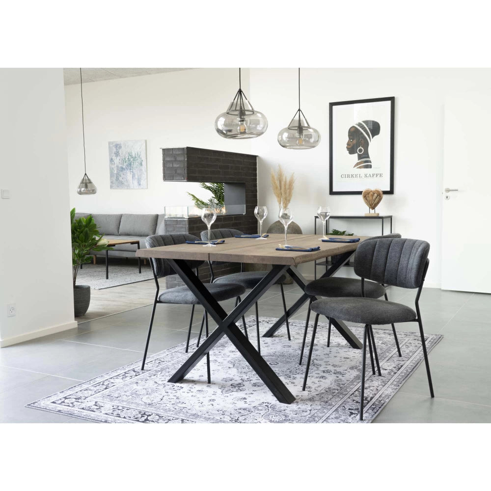 Masa din Metal Negru si Lemn de stejar Maro inchis L140xH75cm Toulon