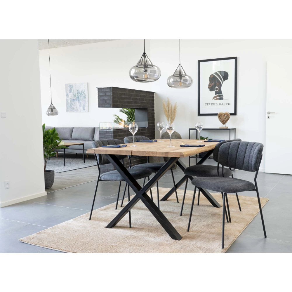 Masa din Metal Negru si Lemn de stejar Maro L140xH75cm Toulon
