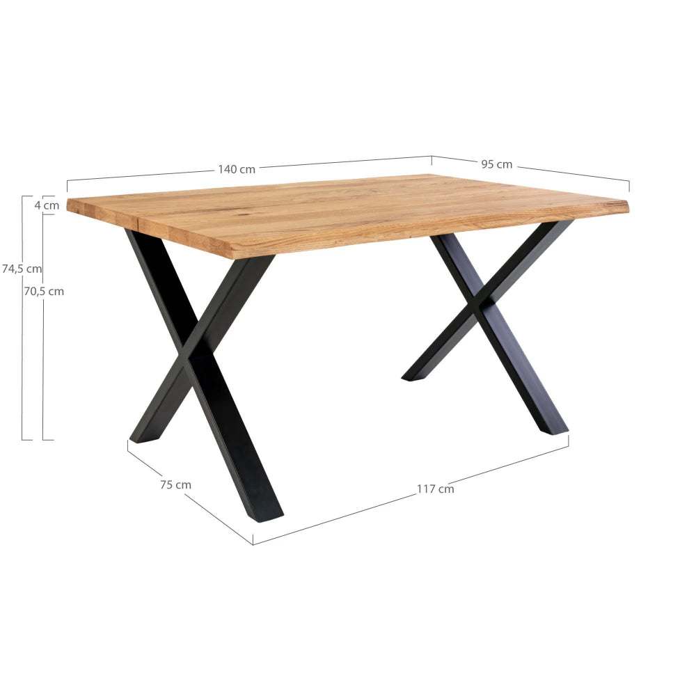 Masa din Metal Negru si Lemn de stejar Maro L140xH75cm Toulon