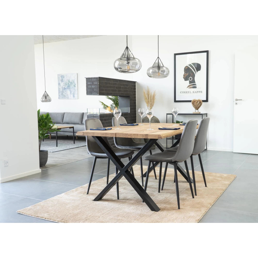 Masa din Metal Negru si Lemn de stejar Maro L140xH75cm Toulon