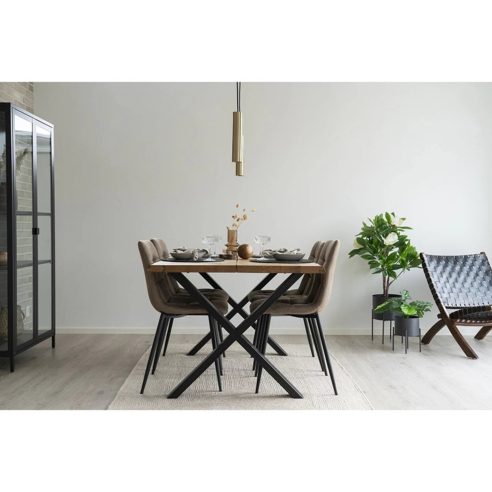 Masa din Metal Negru si Lemn de stejar Maro L140xH75cm Toulon