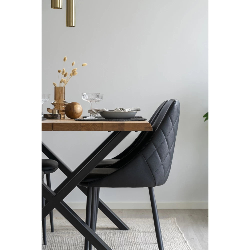 Masa din Metal Negru si Lemn de stejar Maro L140xH75cm Toulon