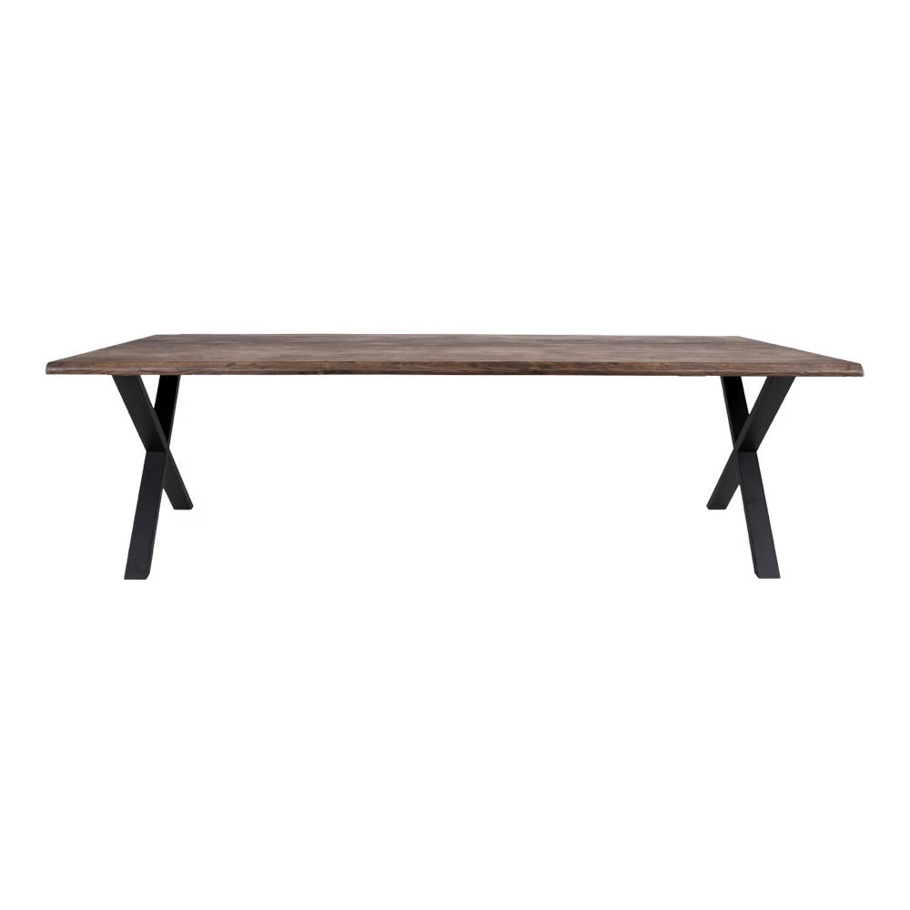 Masa din Metal Negru si Lemn de stejar Maro inchis L300xH75cm Toulon