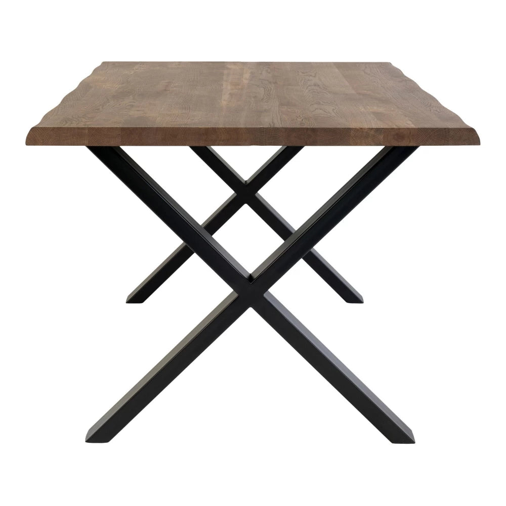 Masa din Metal Negru si Lemn de stejar Maro inchis L300xH75cm Toulon