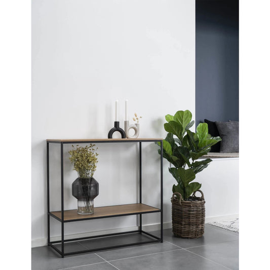 Consola din Metal Negru si PAL Maro L36xH80cm Vita