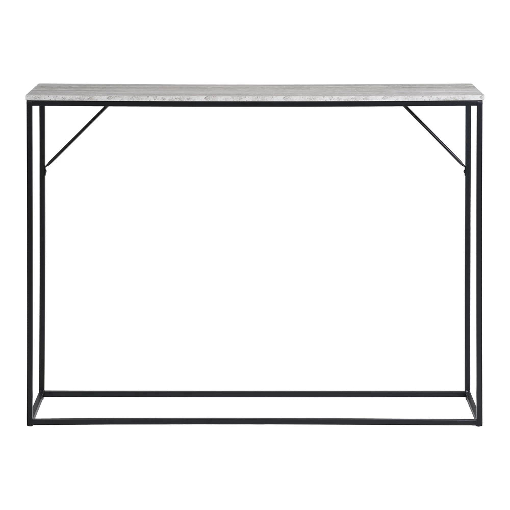 Consola din Metal Negru si MDF Alb cu efect de travertin L110xH80cm Vita