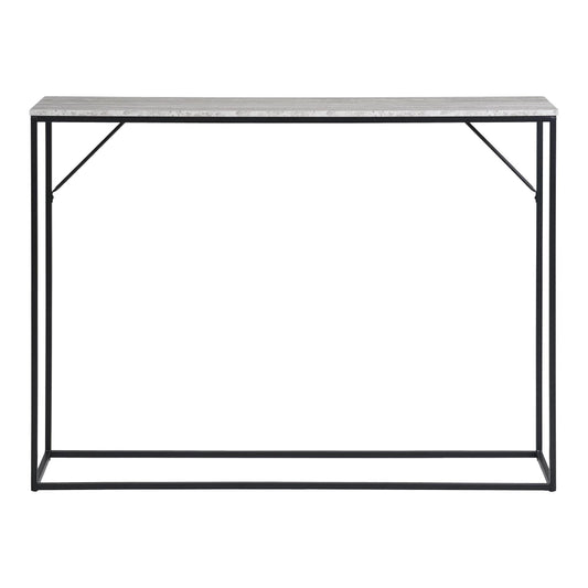 Consola din Metal Negru si MDF Alb cu efect de travertin L110xH80cm Vita