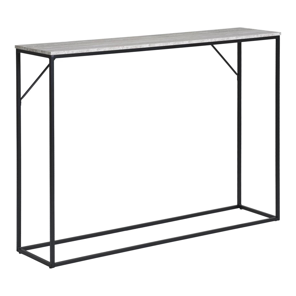 Consola din Metal Negru si MDF Alb cu efect de travertin L110xH80cm Vita