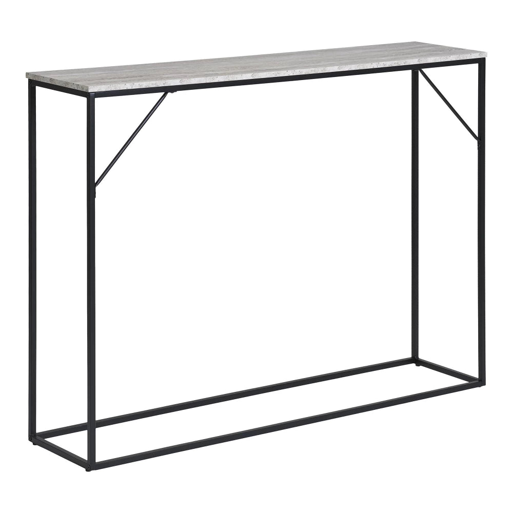 Consola din Metal Negru si MDF Alb cu efect de travertin L110xH80cm Vita