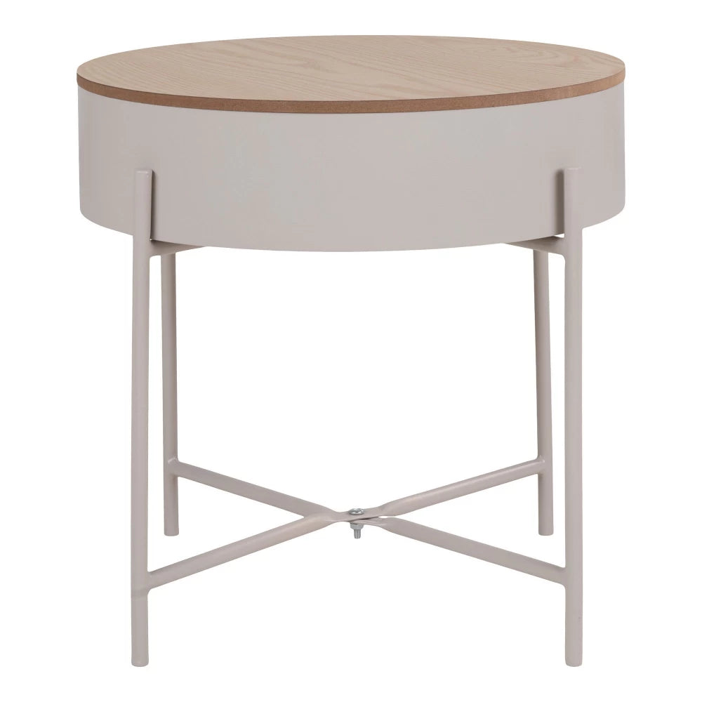 Masuta laterala din Metal Bej si MDF Maro L40xH40cm Sisco