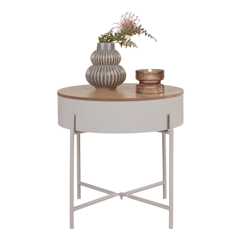 Masuta laterala din Metal Bej si MDF Maro L40xH40cm Sisco