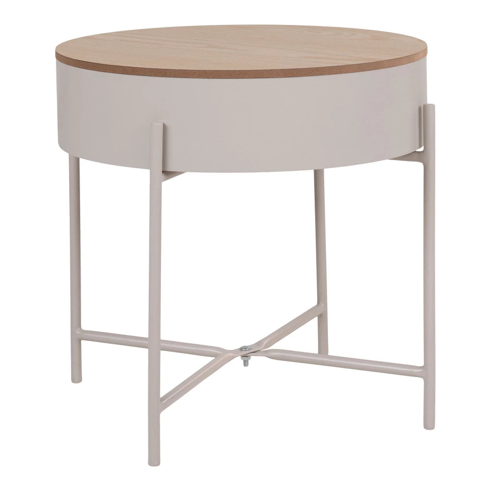 Masuta laterala din Metal Bej si MDF Maro L40xH40cm Sisco