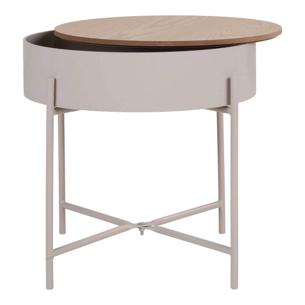 Masuta laterala din Metal Bej si MDF Maro L40xH40cm Sisco