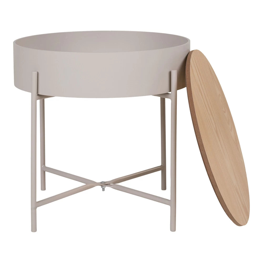Masuta laterala din Metal Bej si MDF Maro L40xH40cm Sisco