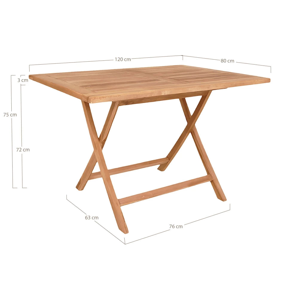 Masa de exterior din Lemn de tec Maro L120xH75cm Oviedo