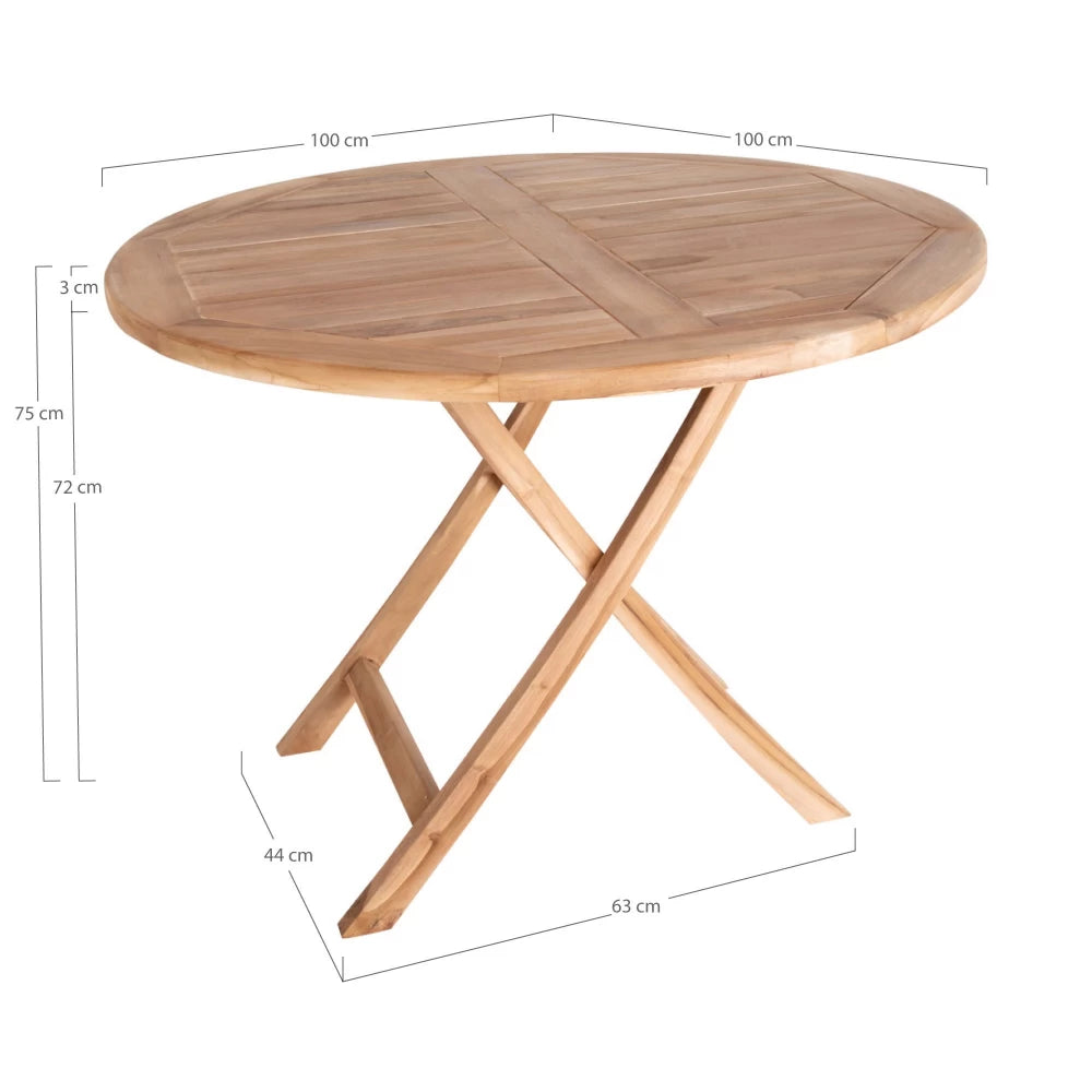 Masa de exterior din Lemn de tec Maro D100xH75cm Oviedo