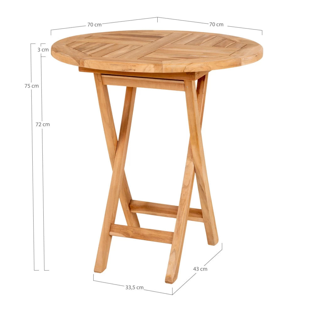 Masa de exterior din Lemn de tec Maro D70xH75cm Oviedo