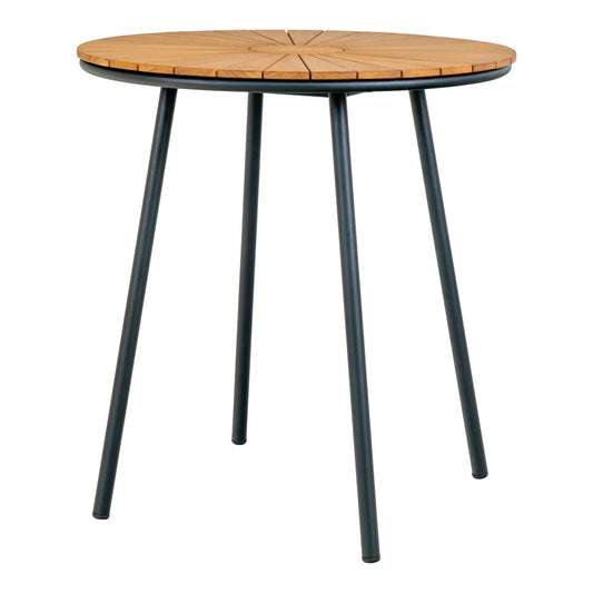 Masa de exterior din Metal Negru si Lemn de tec Maro D70xH74cm Cleveland