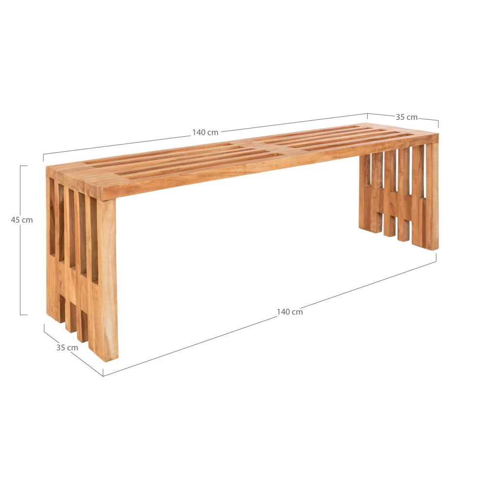 Bancheta din Lemn de tec Maro H48xL140cm Benidorm