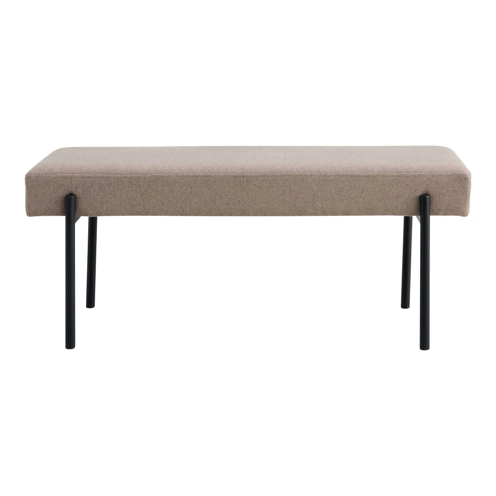 Bancheta din Metal Negru si Stofa Bej H42.5xL100cm Swindon