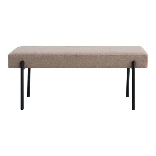 Bancheta din Metal Negru si Stofa Bej H42.5xL100cm Swindon