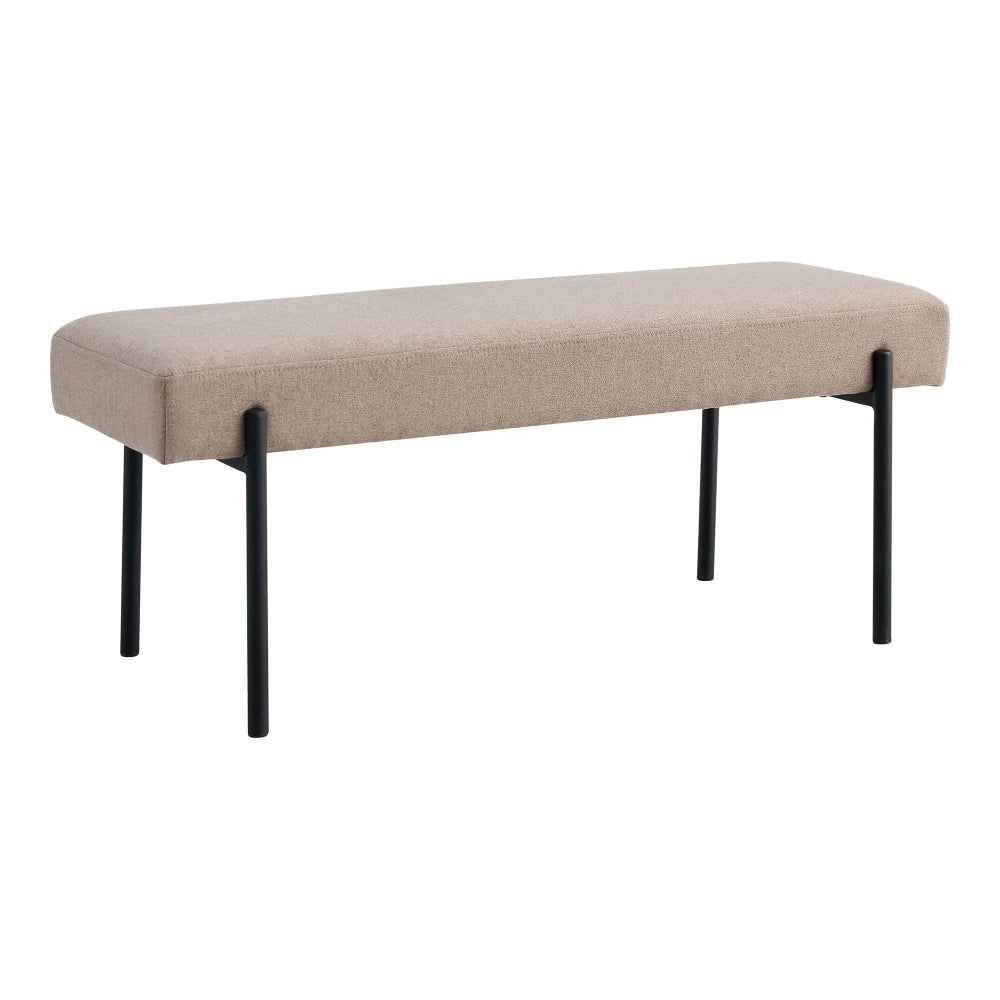 Bancheta din Metal Negru si Stofa Bej H42.5xL100cm Swindon
