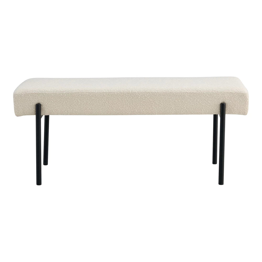 Bancheta din Metal Negru si Stofa boucle Alb H42.5xL100cm Swindon