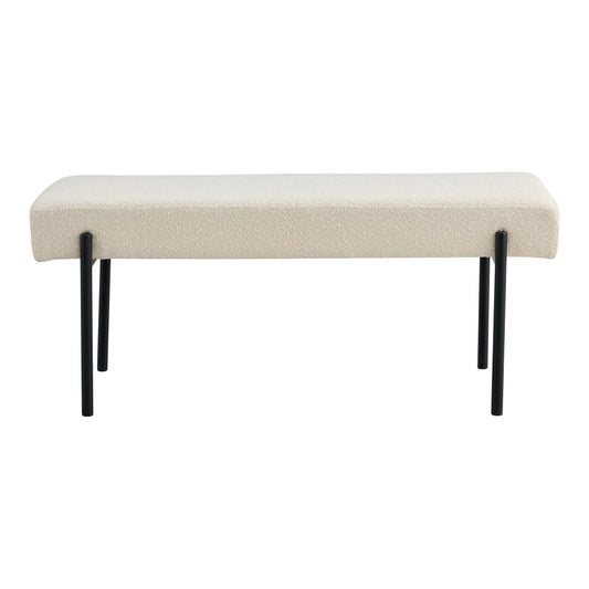 Bancheta din Metal Negru si Stofa boucle Alb H42.5xL100cm Swindon