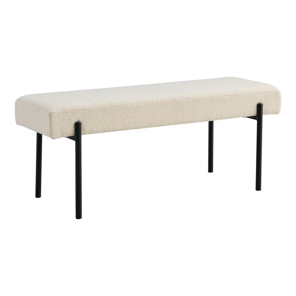 Bancheta din Metal Negru si Stofa boucle Alb H42.5xL100cm Swindon