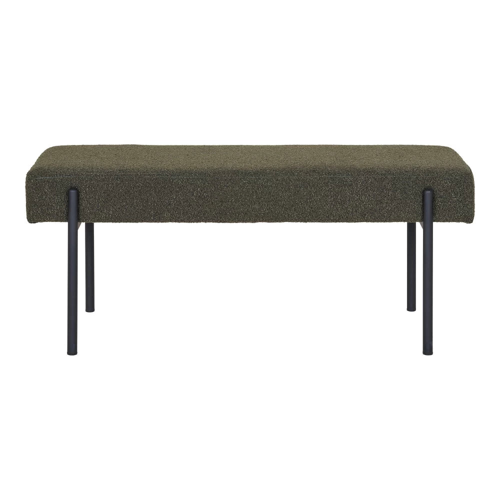 Bancheta din Metal Negru si Stofa boucle Verde H42.5xL100cm Swindon