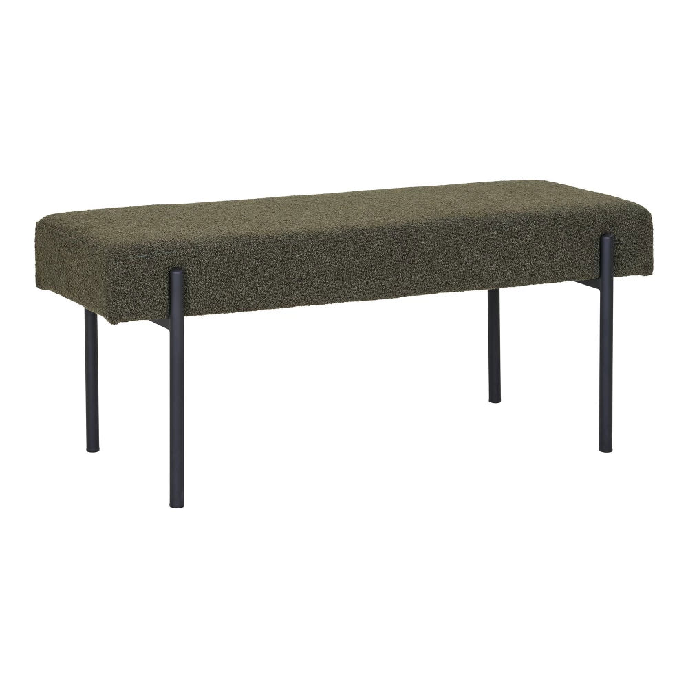 Bancheta din Metal Negru si Stofa boucle Verde H42.5xL100cm Swindon