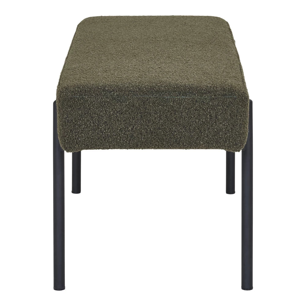Bancheta din Metal Negru si Stofa boucle Verde H42.5xL100cm Swindon