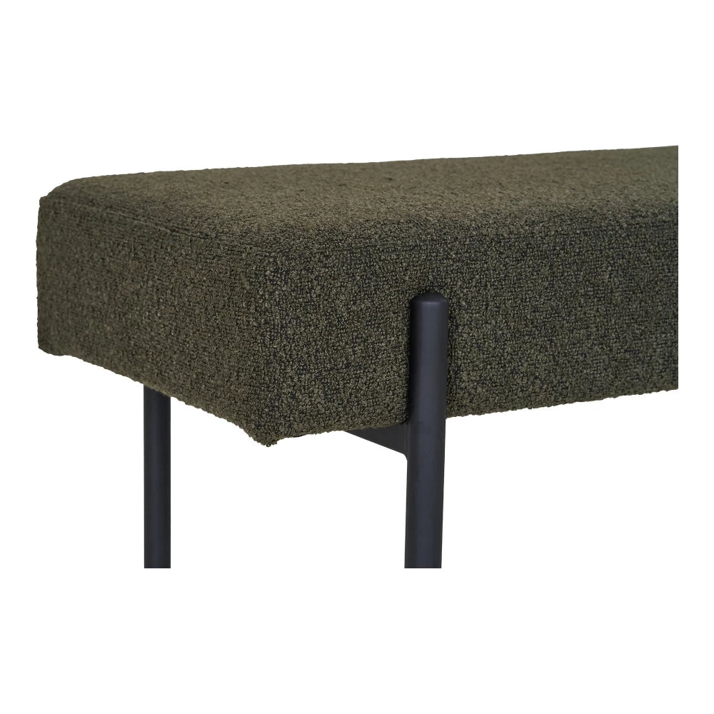 Bancheta din Metal Negru si Stofa boucle Verde H42.5xL100cm Swindon