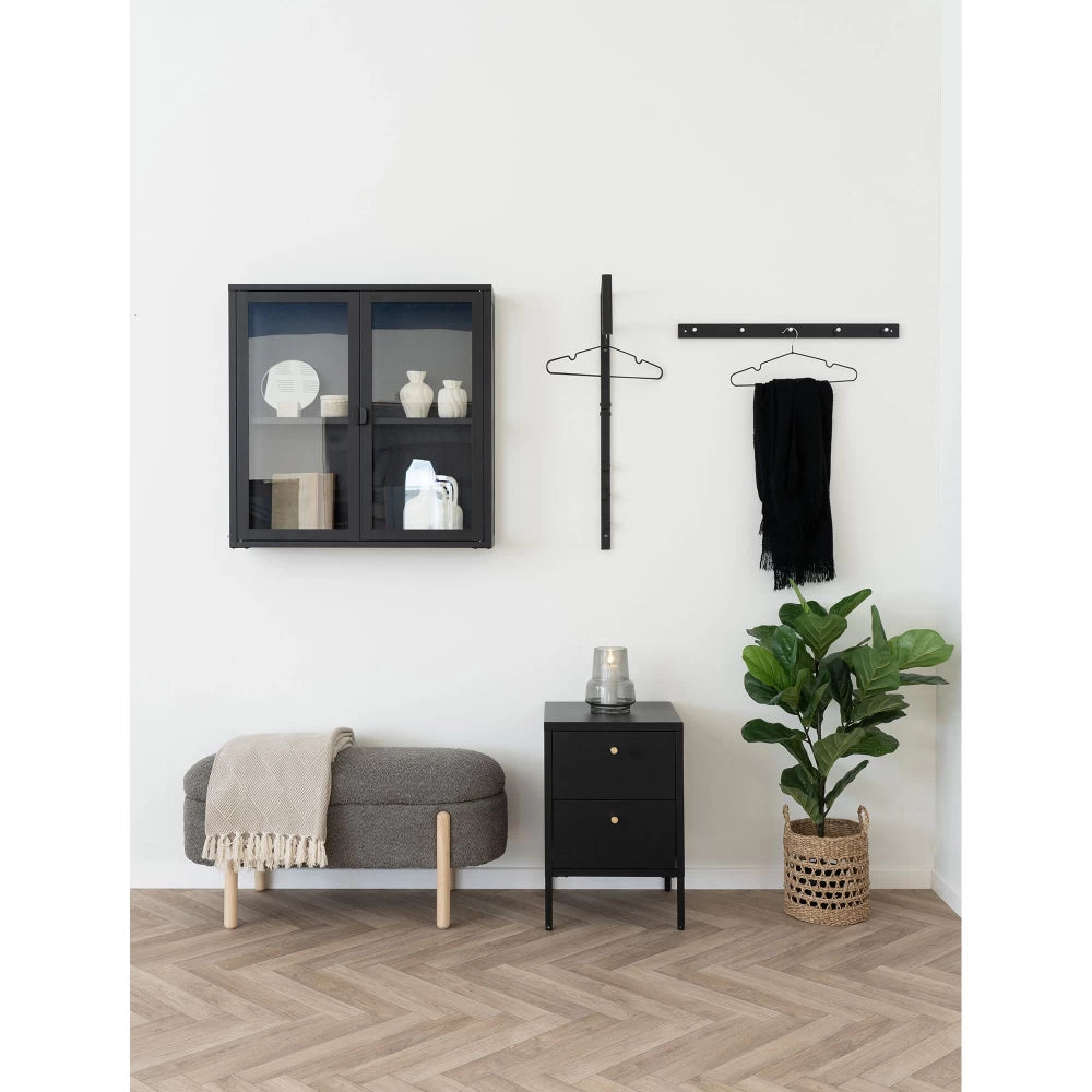 Bancheta din Lemn Maro si Stofa Maro H48xL98cm Branca