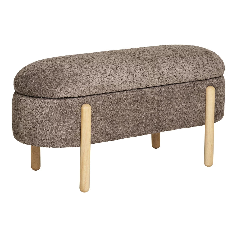 Bancheta din Lemn Maro si Stofa Maro H48xL98cm Branca