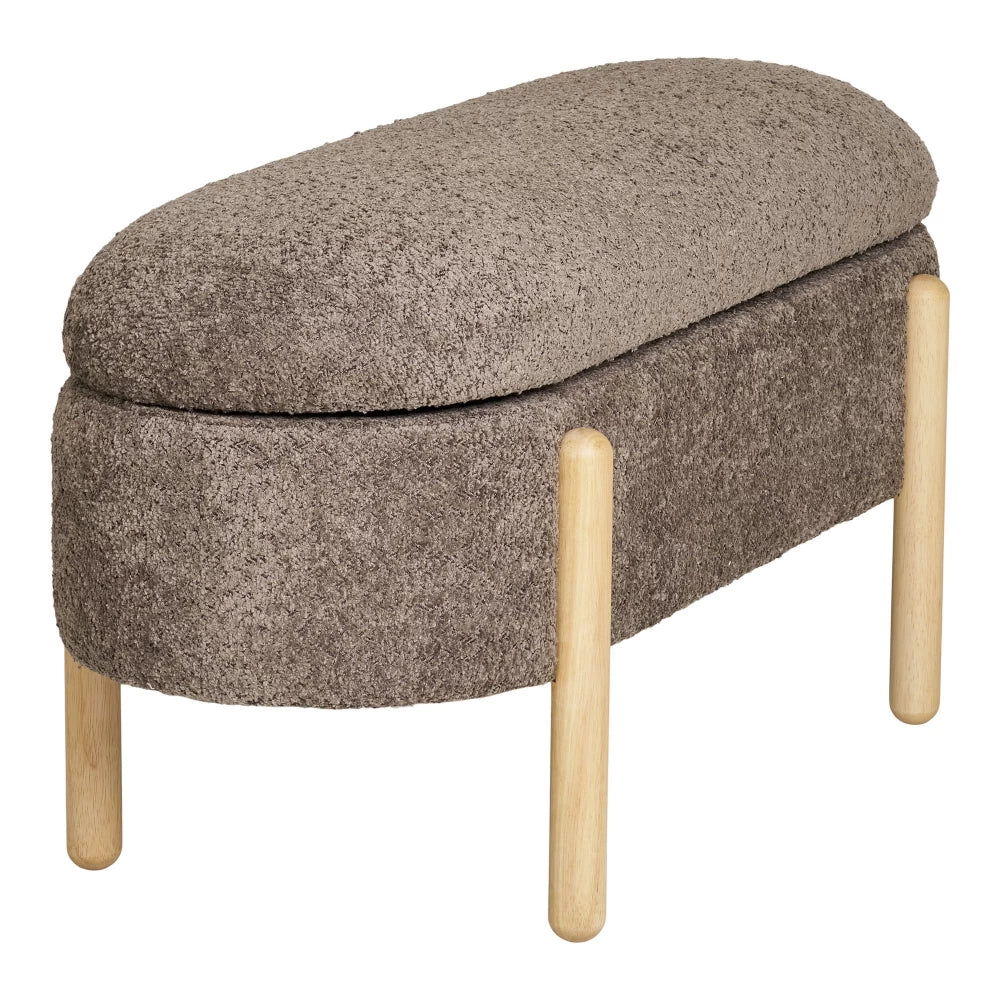 Bancheta din Lemn Maro si Stofa Maro H48xL98cm Branca