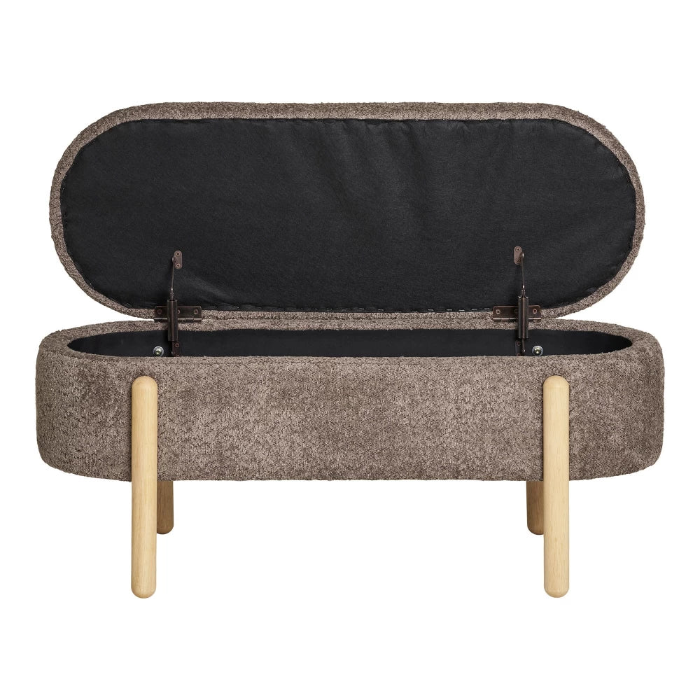 Bancheta din Lemn Maro si Stofa Maro H48xL98cm Branca