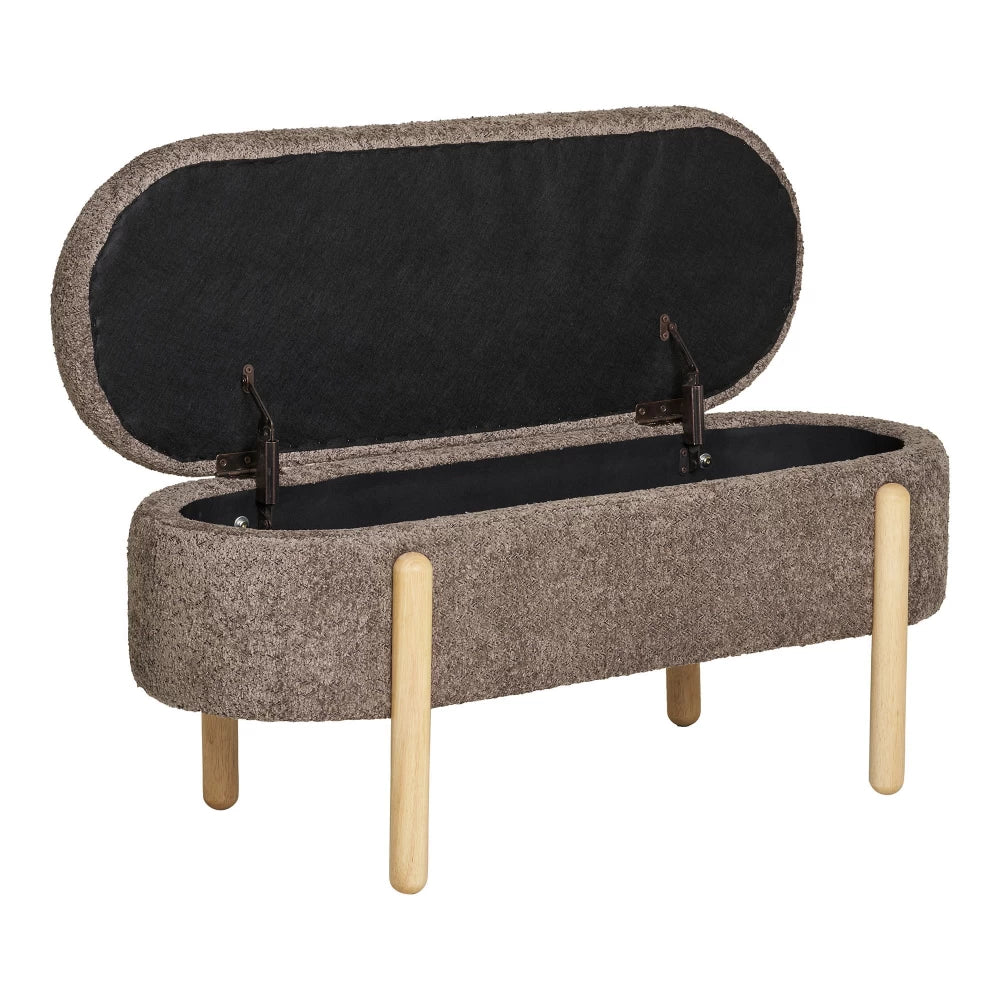 Bancheta din Lemn Maro si Stofa Maro H48xL98cm Branca