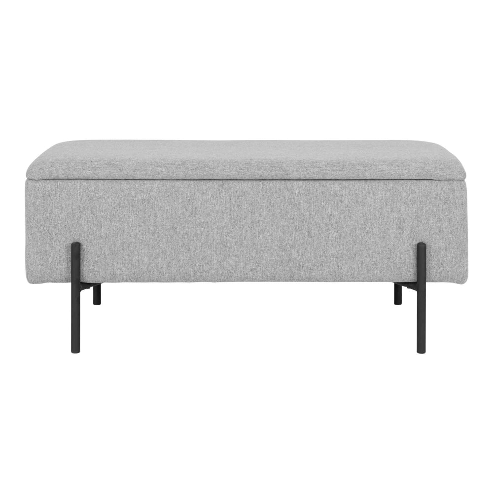 Bancheta din Metal Negru si Stofa Gri H43xL95cm Watford