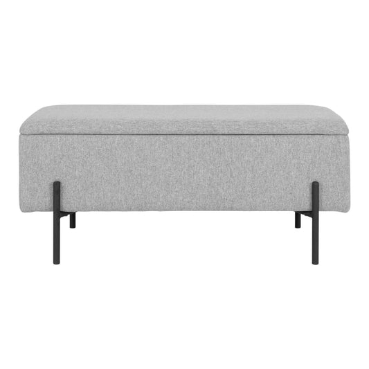 Bancheta din Metal Negru si Stofa Gri H43xL95cm Watford