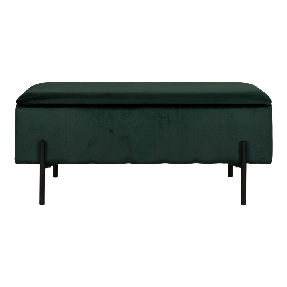 Bancheta din Metal Negru si Catifea Verde H43xL95cm Watford