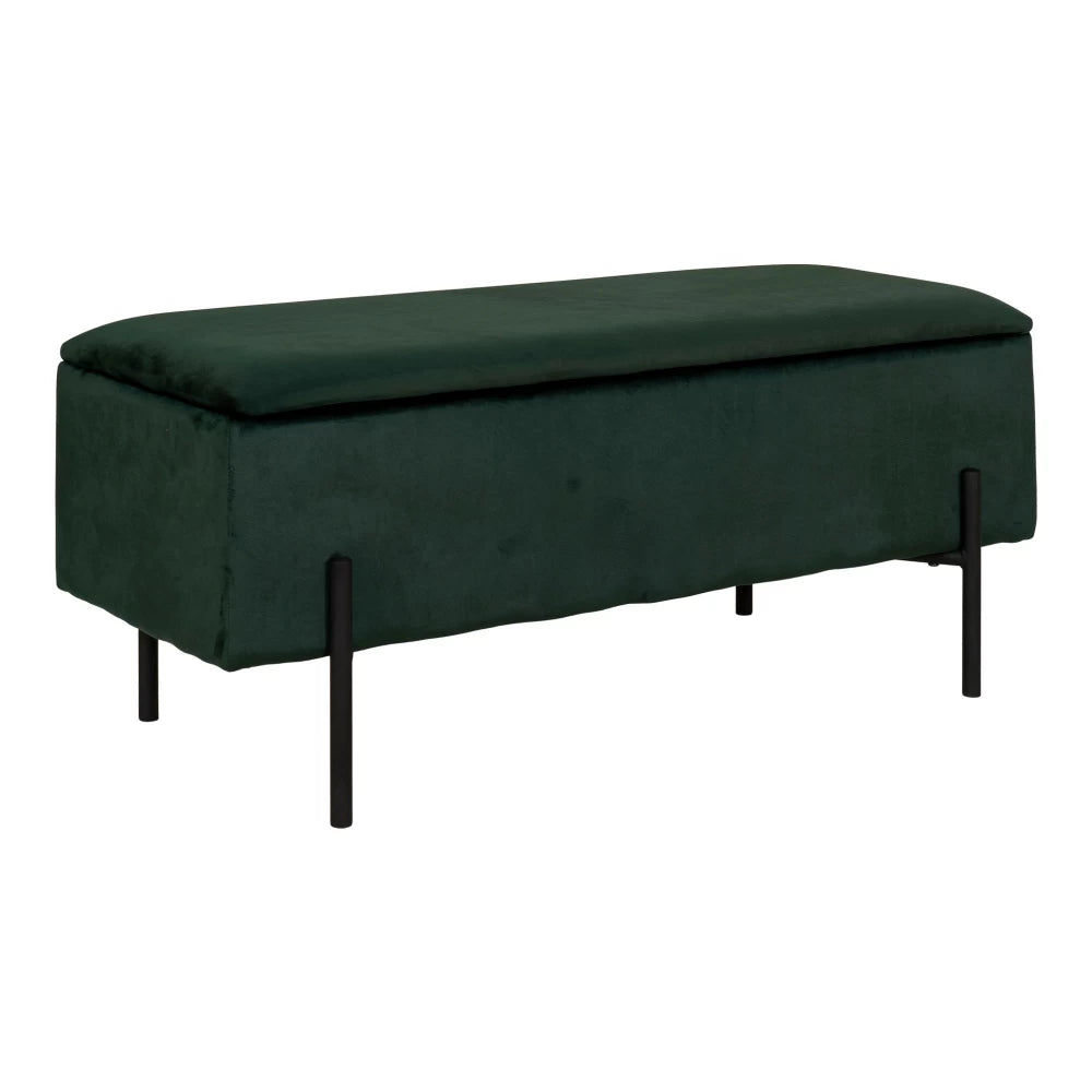 Bancheta din Metal Negru si Catifea Verde H43xL95cm Watford