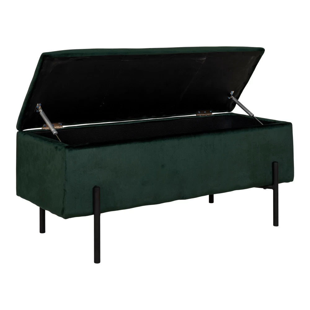 Bancheta din Metal Negru si Catifea Verde H43xL95cm Watford
